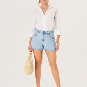 Shorts 100% Algodão Feminino - Lavagem Hiper Clara | Eme Jeans