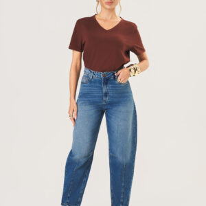 Calça Barrel Feminina - Lavagem Dirty Vintage | Eme Jeans