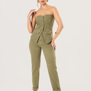 Calça Bolso Faca Feminina - Verde Oliva | Eme Jeans