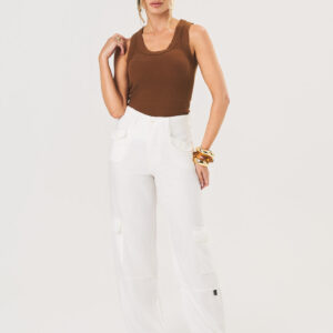 Calça Cargo Liocel Feminina - Off White | Eme Jeans
