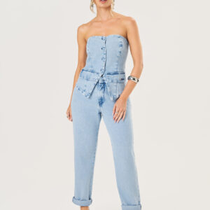 Calça Corte Reto Bolso Faca Feminina - Lavagem Alvejada | Eme Jeans