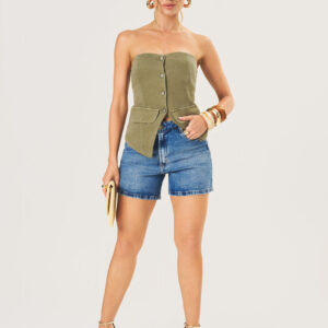 Top Alongado Feminino - Verde Oliva | Eme Jeans