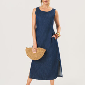 Vestido Midi C/ Abertura Lateral Feminino - Jeans | Eme Jeans